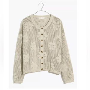 Madewell Floral Open-Stitch Cardigan Sweater, Mint